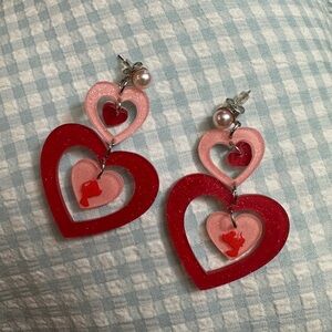 Disney Red and Pink Heart Earrings